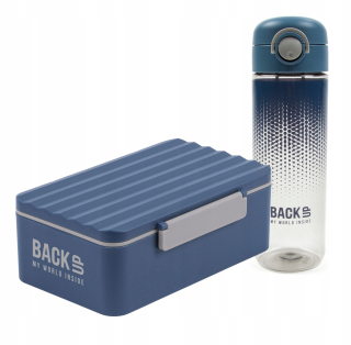 Záložná fľaša na vodu 600 ml + Lunch Box pohyblivá priehradka Backup C58 námornícka modrá Derform